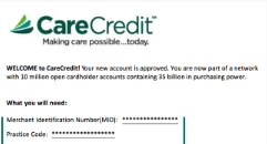 Find your Merchant ID and Practice Code on your Welcome letter
